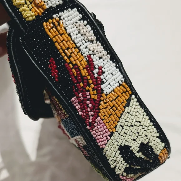 STAUD Tommy Beaded Bag in Coral Patchwork - Picture 5 of 13